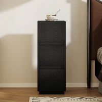 HOMCOM Slim Bedside Table, Narrow Bedside Cabinet with Open Shelf and 2 Drawers for Bedroom, Living Room, Black(m-10)