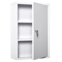 kleankin Medizinschrank Arzneischrank zur Medikamenten-Aufbewahrung, Abschließbar Medikamentenschrank Metall mit 3 Fächern Erste-Hilfe-Schrank, 40 x 18 x 60 cm, Weiß(m-1)