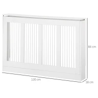 HOMCOM Cubre Radiadores de MDF con Listones y Repisa Cubreradiador para Salón Dormitorio 120x18x84 cm Blanco(m-3)