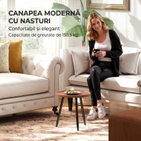HOMCOM Măsuță de Cafea Rotundă cu Margine Ridicată și 3 Picioare, din Lemn și Oțel, Ø40x39 cm, Negru și Culoare Lemn(m-9)