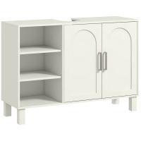 HOMCOM Móvel para Lavatório Suspenso Móvel para Casa de Banho Moderno com 2 Portas e Prateleiras Ajustáveis 90x30x63 cm Creme