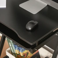 HOMCOM Secretária para Computador com Rodas 60x48 cm com Prateleira Deslizante para Teclado e Prateleira Inferior Estrutura Metálica Preto(m-9)