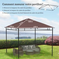 Outsunny Toile de rechange pour pavillon tonnelle tente toit de remplacement gazebo de jardin tissu polyester haute densité 180 g/m² anti-UV 3 x 3 m café(m-3)