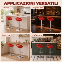 HOMCOM Set 2 Sgabelli da Bar Girevoli con Poggiapiedi, Altezza Regolabile Base in Acciaio Seduta in ABS, Rosso(m-7)