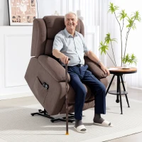 HOMCOM Power Lift Recliner Chair with Vibration Massage, Lift Chair for Elderly with Footrest, Remote, Side Pocket, Dark Brown(m-3)