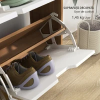 HOMCOM Dulap Pantofar Modern cu 4 Sertare Rabatabile si Raft Reglabil, Organizator de Depozitare pentru Dulap Pantofar de Hol pentru 16 Perechi de Pantofi, Natur(m-9)