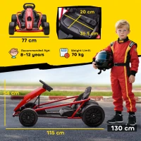 HOMCOM 24V Electric Go Kart for Kids, Drift Ride-On Racing Go Kart with 2 Speeds, for Boys Girls Aged 8-12 Years Old, Red(m-3)