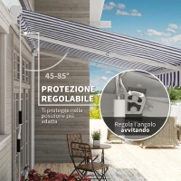 Outsunny Tenda Parasole per Esterno Estensibile in Alluminio e Poliestere con Manovella, 395x245 cm, Blu e Bianca(m-4)