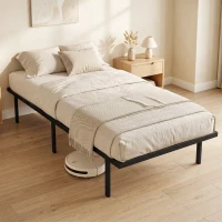 HOMCOM 3ft Single Bed Frame with Underbed Storage, Metal Platform Bed Frame with Steel Slat Support, No Box Spring Needed(m-2)