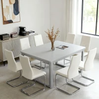 HOMCOM Conjunto de 4 Cadeiras de Sala de Jantar com Assento Acolchoado e Pés de Metal Cadeiras Cantilever Modernas 45x61x98 cm Creme(m-9)