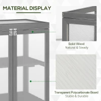 Outsunny 3-tier Cold Frame with Openable Top Cover and Double Doors, Garden Wooden Greenhouse with Storage Shelf, Polycarbonate Grow House for Plants, Flowers, Dark Grey(m-4)
