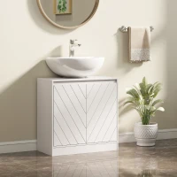 HOMCOM Móvel para Lavatório Pousar com 2 Portas e Prateleira Ajustável para Lavatórios com ou sem Pedestal 60x30x59,8 cm Branco(m-2)