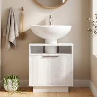 HOMCOM Móvel para Lavatório Pousar com 2 Portas Canaladas para Lavatório com ou sem Pedestal  60x33x63 cm Branco(m-8)