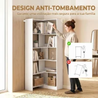 HOMCOM Estante Expansível 5 Níveis Estante para Livros Giratória 350° Largura Ajustável Convertível em L Reta ou Compacta 111,5x23,8x163,7 cm Branco(m-7)