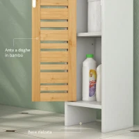 HOMCOM Mobile da Bagno con Porta Rotolo di Carta Igienica, Armadietto Alto e Sottile con Mensola Regolabile, 78 cm, Bianco(m-7)