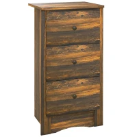 HOMCOM Comodino con 3 Cassetti dallo stile Rustico in Legno, 40x30x74 cm, Marrone(m-1)