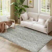 HOMCOM Tapis salon 170 x 120 cm poils courts lavable en machine hypoallergénique pour salon, chambre à coucher, bureau, gris(m-11)