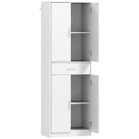 HOMCOM Küchenschrank, 3-stufig verstellbare Regale, Spanplatten, MDF, viel Stauraum, Weiß(m-11)