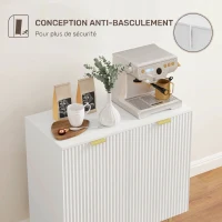 HOMCOM Buffet Cuisine, Meuble de Rangement avec 2 Portes, Étagère Réglable, Pieds Métalliques Surélevés, 80 x 40 x 80 cm, Blanc(m-7)