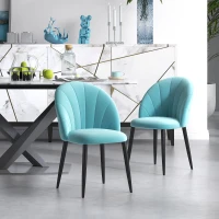 HOMCOM Set 2 Sedie da Salotto e Sala da Pranzo Imbottite, in Metallo e Tessuto Effetto Velluto Verde Chiaro, 52x54x79 cm(m-10)