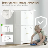 HOMCOM Credenza Cucina in Legno con 2 Armadietti, 4 Ante, 2 Ripiani Regolabili, per Sala da Pranzo, Soggiorno, Bianco(m-7)