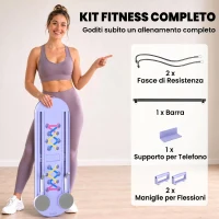 SPORTNOW Tavola Pilates 4 in 1 Pieghevole, Set Reformer per Allenamento Casa, Blu Chiaro(m-6)