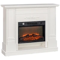 HOMCOM Camino Elettrico 1800W con Fiamma a 3 Intensità e Telecomando, in Legno, Metallo e Vetro, 117x30x100 cm, Bianco(m-1)