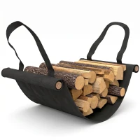 Outsunny Suport pentru lemne pentru interior și exterior din metal cu husă pentru lemne și prelată, 120x36x99 cm, negru(m-9)
