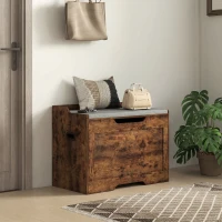 HOMCOM Bancă pentru Depozitare 103L Multifuncțională culoare Lemn cu Pernă din Țesătură Gri, 75x40x56 cm(m-9)