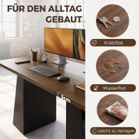 HOMCOM Schreibtisch mit 4 offenen Ablagen, Industrial Design, 140 cm, Braun-Schwarz(m-7)