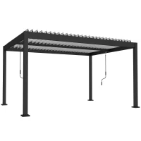 Outsunny Pergola Bioclimatique 4x3m en Aluminium à Toit Louvred Ajustable, Protection Soleil, pour Jardin Extérieur, Blanc(m-1)