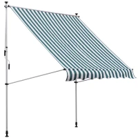 Outsunny Toldo Manual Retrátil 200x150 cm com Manivela de Alumínio Ângulo Ajustável Proteção Solar para Varanda Verde e Branco(m-11)