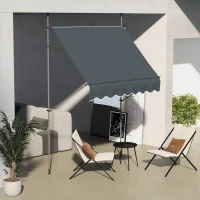 Outsunny Toldo Manual Retrátil com Manivela 200x120x210-300 cm com Altura Ajustável Impermeável para Jardim Varanda Cinza Escuro(m-11)