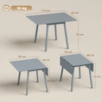 HOMCOM Solid Wood Folding Dining Table, Drop Leaf Table for 2-4 People,  Rectangle Kitchen Table(m-3)