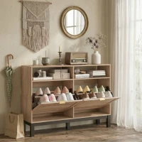 HOMCOM Dulap Pantofi Compact, PAL, MDF, 120 x 29 x 80 cm, Culoare Nuc(m-9)