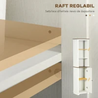 kleankin Dulap Înalt pentru Baie Coloană pentru Baie cu 3 Compartimente Ușă și Raft Reglabil 39,5x30x160 cm Alb(m-5)