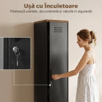 HOMCOM Dulap Metalic cu Rafturi Reglabile, pentru Dormitor, Garaj și Birou, Negru(m-7)