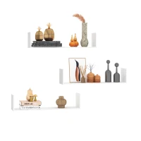 HOMCOM Lot de 3 étagères murales flottantes - dim. 80L x 18l x 18H cm - kit complet de fixation inclus - MDF grain de bois blanc(m-1)