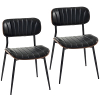 HOMCOM Set de 2 Sillas de Comedor Tapizadas de Piel Sintética con Respaldo Curvo Patas de Metal 49,5x49,5x80 cm Negro y Marrón
