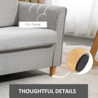 HOMCOM Compact Loveseat Sofa, Modern 2 Seater Sofa for Living Room with Wood Legs and Armrests, Light Grey(m-6)