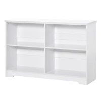 HOMCOM Wooden Cube Bookcase, 2 Tier Open Storage Shelving Unit with 4 Compartments, Freestanding Display Bookshelf for Home Office Living Room Furniture, 118 x 29 x 76cm, White(m-10)
