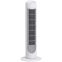 HOMCOM Ventoinha de Coluna 45W Ventoinha de Coluna Silenciosa com 3 Velocidades e Oscilação 70° para Sala Quarto Ø27x75 cm Branco(m-11)