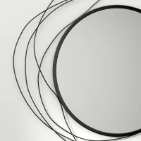 HOMCOM Miroir rond en métal filaire noir, décoration style moderne, diamètre Φ65 cm(m-8)