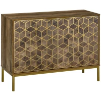 HOMCOM Mobile da Ingresso Moderno con Decori Dorati e Gambe in Acciaio, 99x39x75.5cm(m-1)