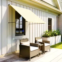 Outsunny Store banne manuel auvent rétractable Inclinaison réglable 150 x 116 cm protection UV aluminium polyester crème(m-9)