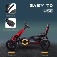 HOMCOM Kids Pedal Go Kart, with Adjustable Seat, EVA Wheels, Seat, Handbrake - Red(m-5)