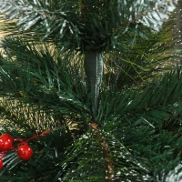 HOMCOM Árvore de Natal Artificial 150cm Ignífugo com 360 Ramos 38 Bagas Folhas de PVC Base Dobrável e Suporte Metálico Verde(m-9)