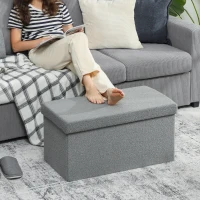 HOMCOM Aufbewahrungshocker, Polsterbank mit Stauraum und Deckel für Wohnzimmer, Schlafzimmer, Flur, Dunkelgrau(m-10)