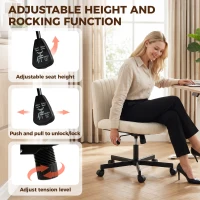 HOMCOM Imitation Linen Criss Cross Legged Desk Chair, Armless Office Chair with Wheels, Green(m-7)
