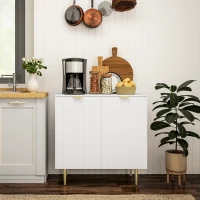 HOMCOM Buffet Cuisine, Meuble de Rangement avec 2 Portes, Étagère Réglable, Pieds Métalliques Surélevés, 80 x 40 x 80 cm, Blanc(m-10)
